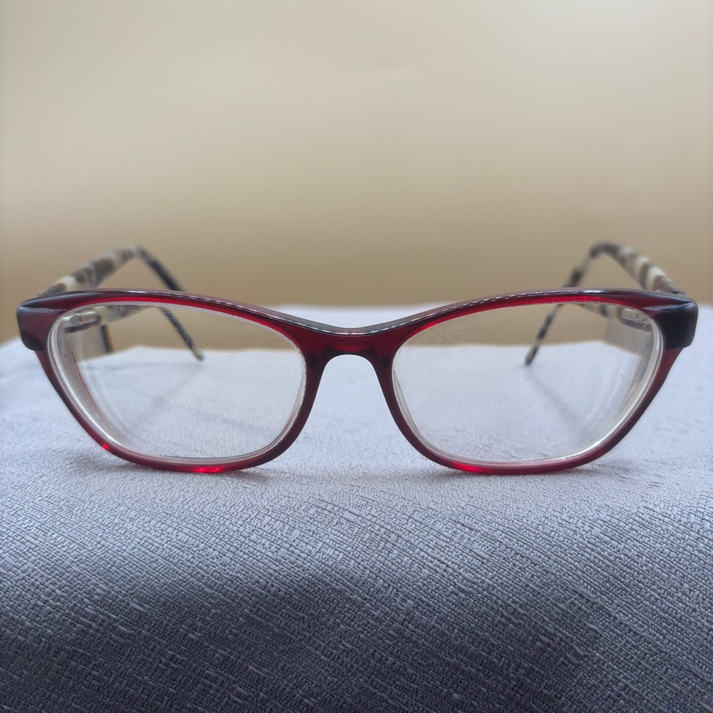 Vera Bradley Jessica Eyeglasses Burgundy Rainforest Stripes Cat Eye 51-16-135